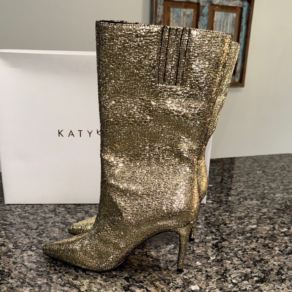 Katy Perry Collections Glittering Gold Heeled Boots - Picture 6 of 12